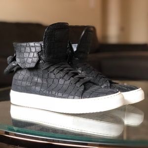 Buscemi Croc-Stamped High Top Sneakers Padlock
